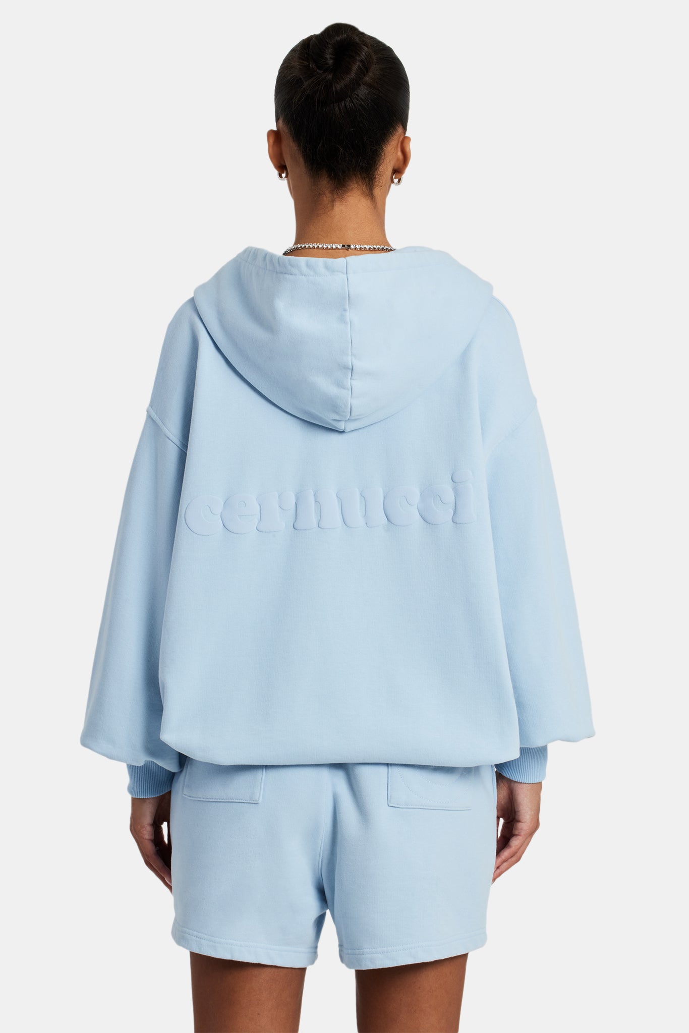AmalfiGold Zip Through Hoodie - Light Blue