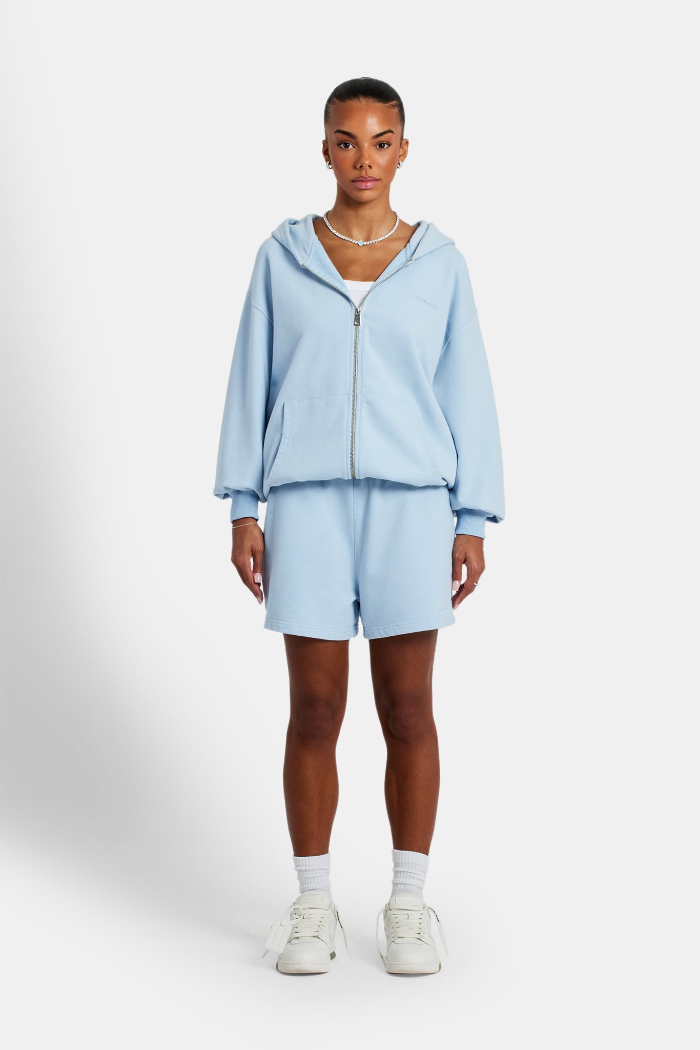 AmalfiGold Zip Through Hoodie - Light Blue