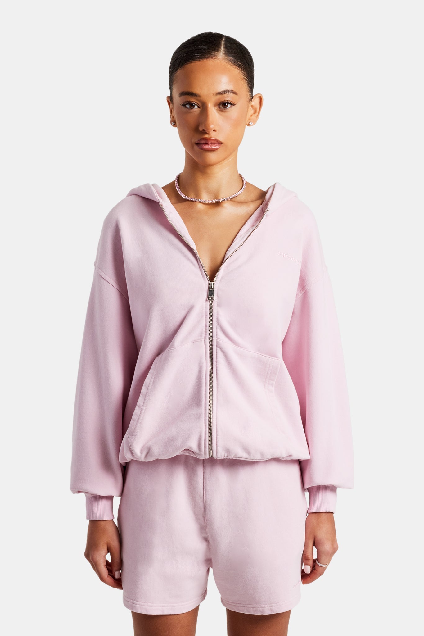 AmalfiGold Zip Through Hoodie & Short Set  - Pink