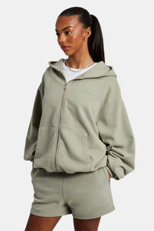 AmalfiGold Zip Through Hoodie & Short Set - Sage
