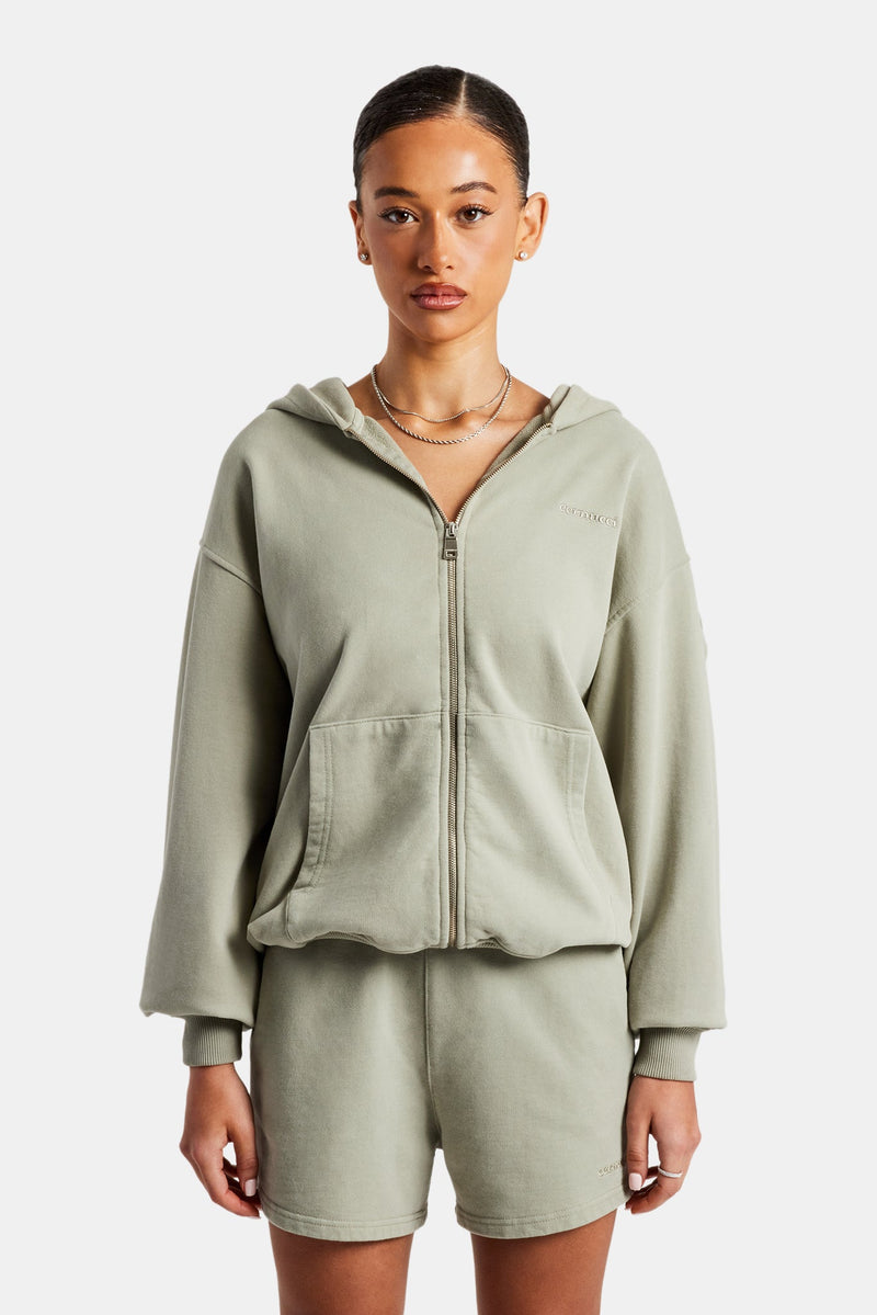 AmalfiGold Zip Through Hoodie - Sage