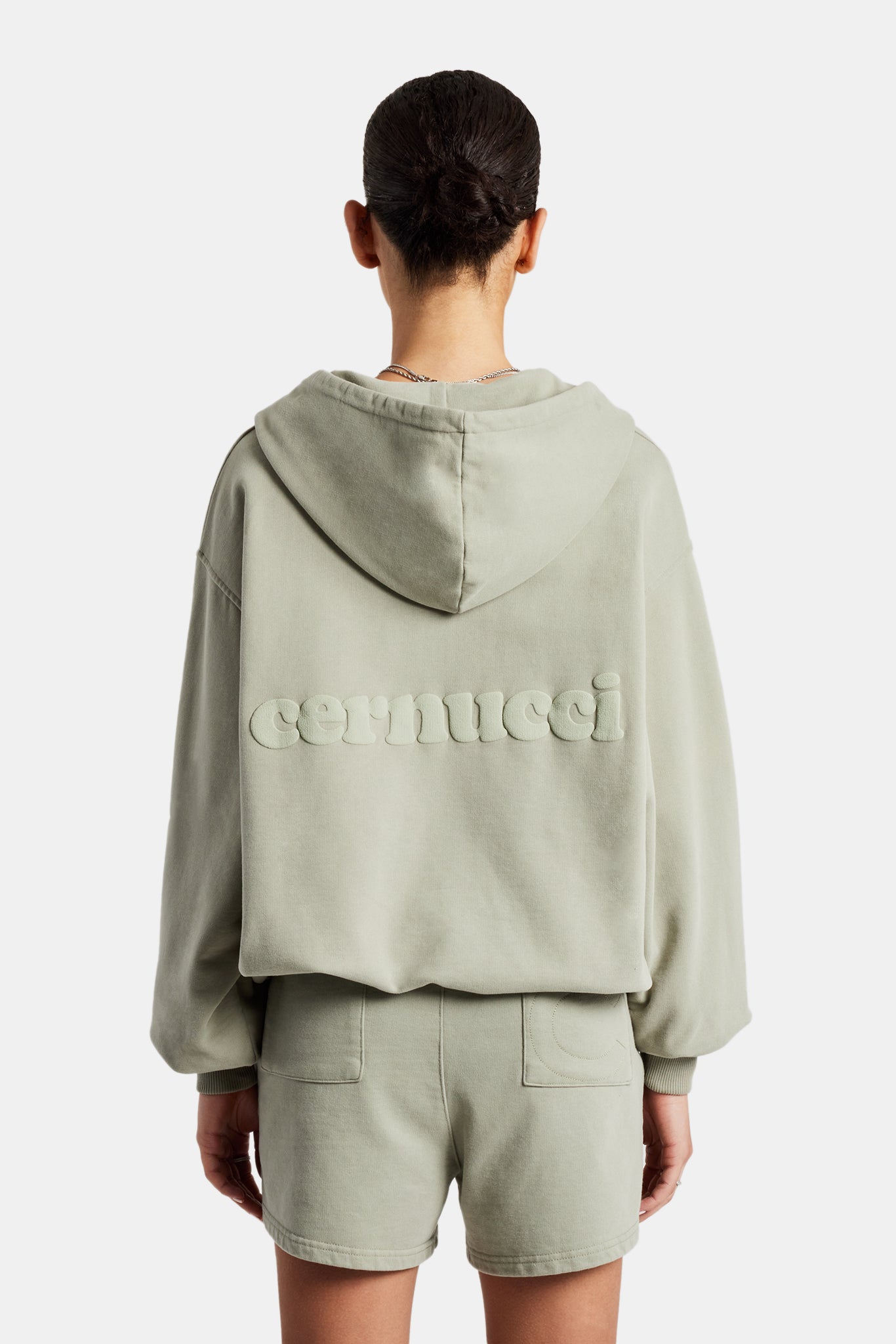 AmalfiGold Zip Through Hoodie - Sage