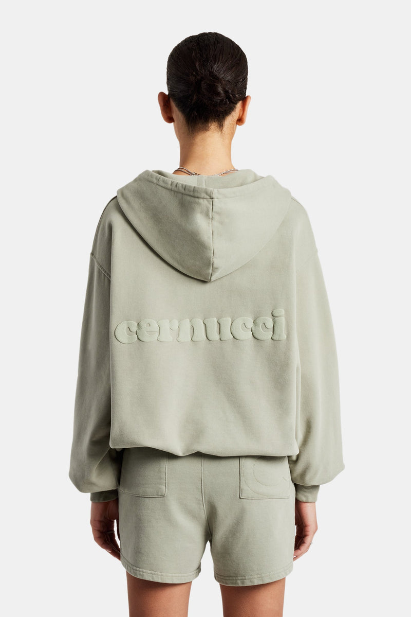 AmalfiGold Zip Through Hoodie - Sage
