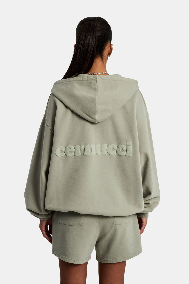 AmalfiGold Zip Through Hoodie & Short Set - Sage
