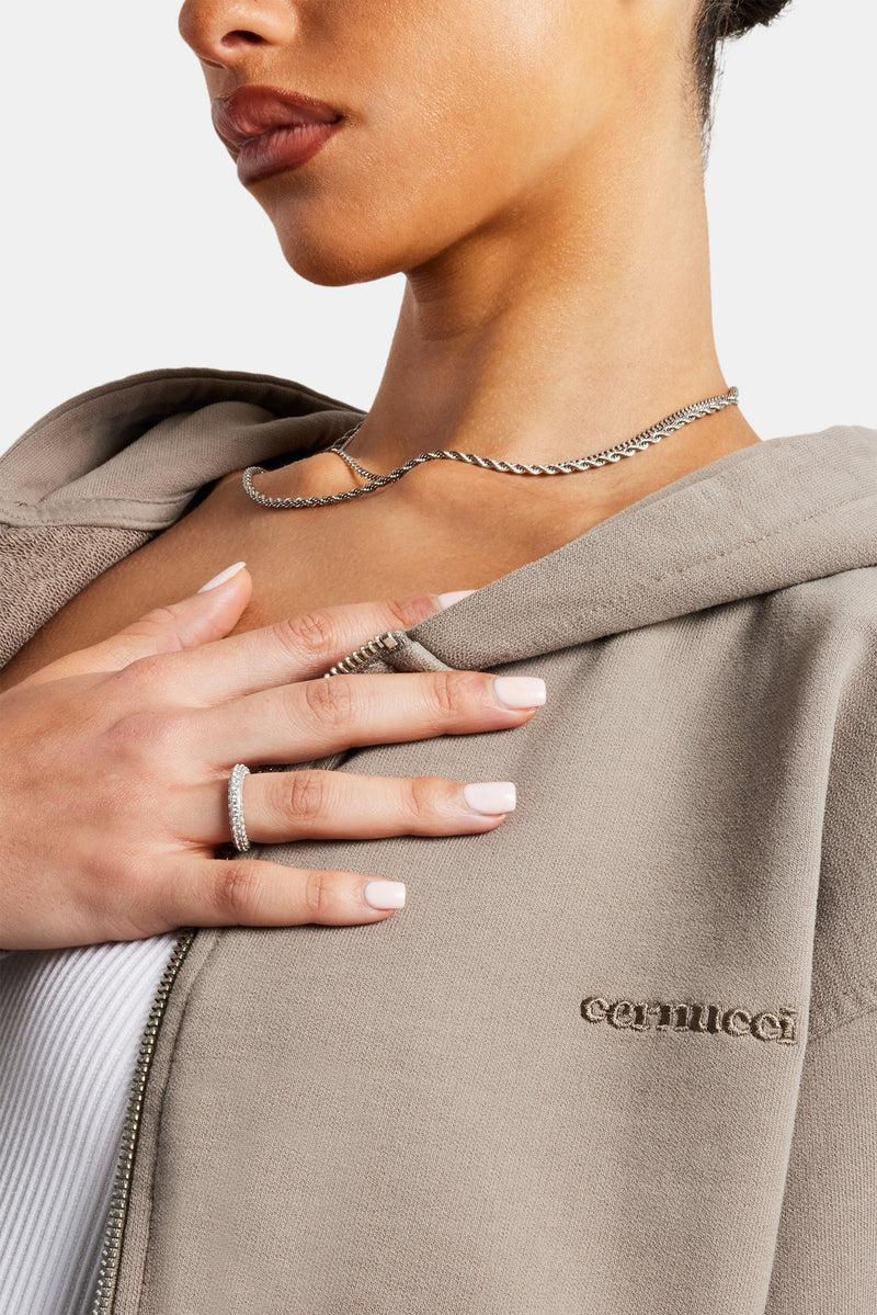 AmalfiGold Zip Through Hoodie - Taupe