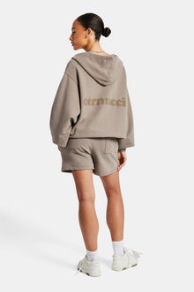 AmalfiGold Zip Through Hoodie & Short Set - Taupe