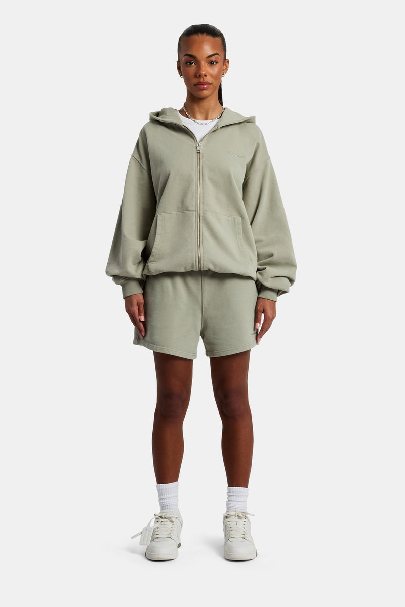 AmalfiGold Zip Through Hoodie & Short Set - Sage