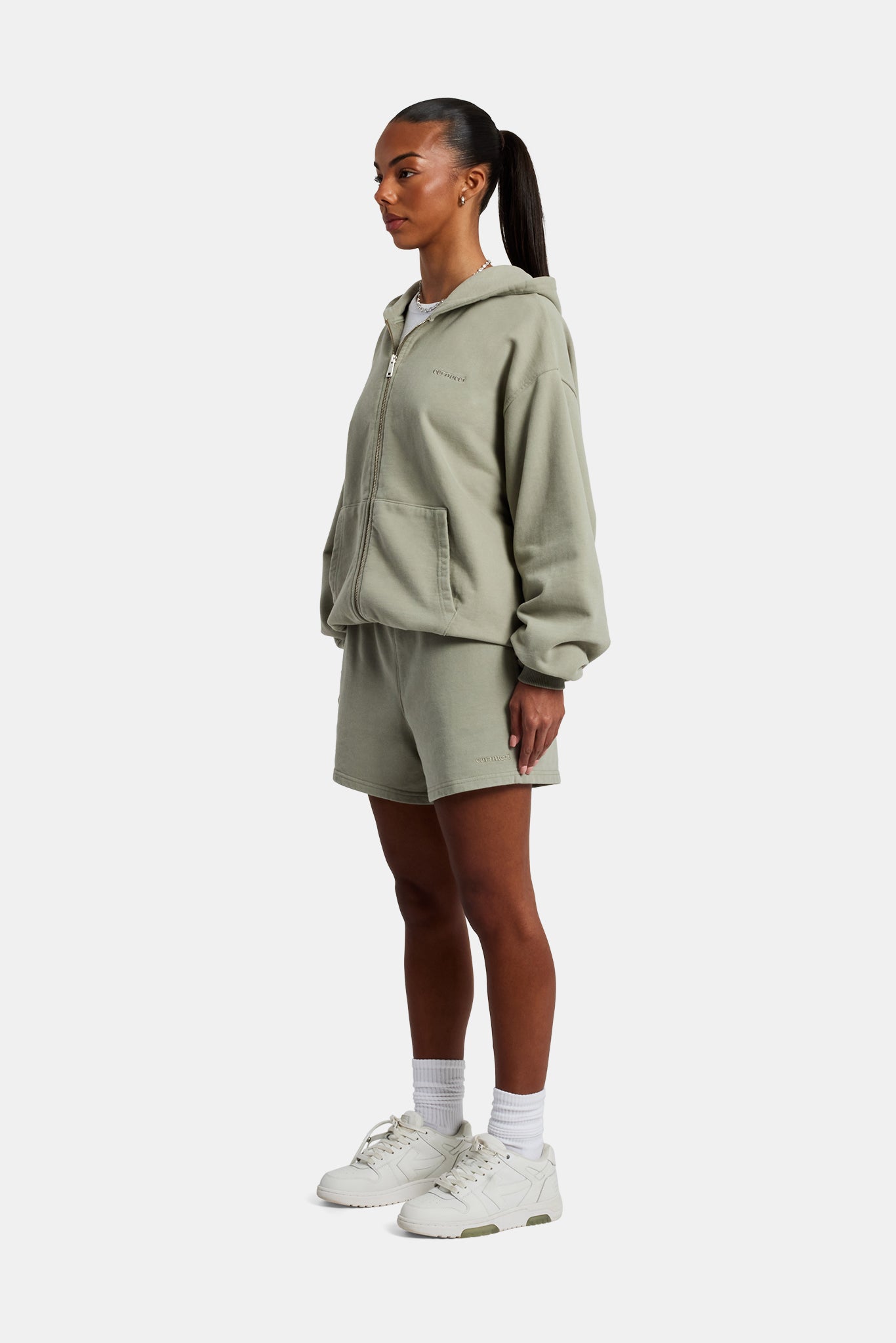 AmalfiGold Zip Through Hoodie & Short Set - Sage