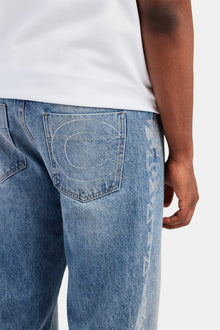 Relaxed Rhinestone Motif Jeans - Mid Blue