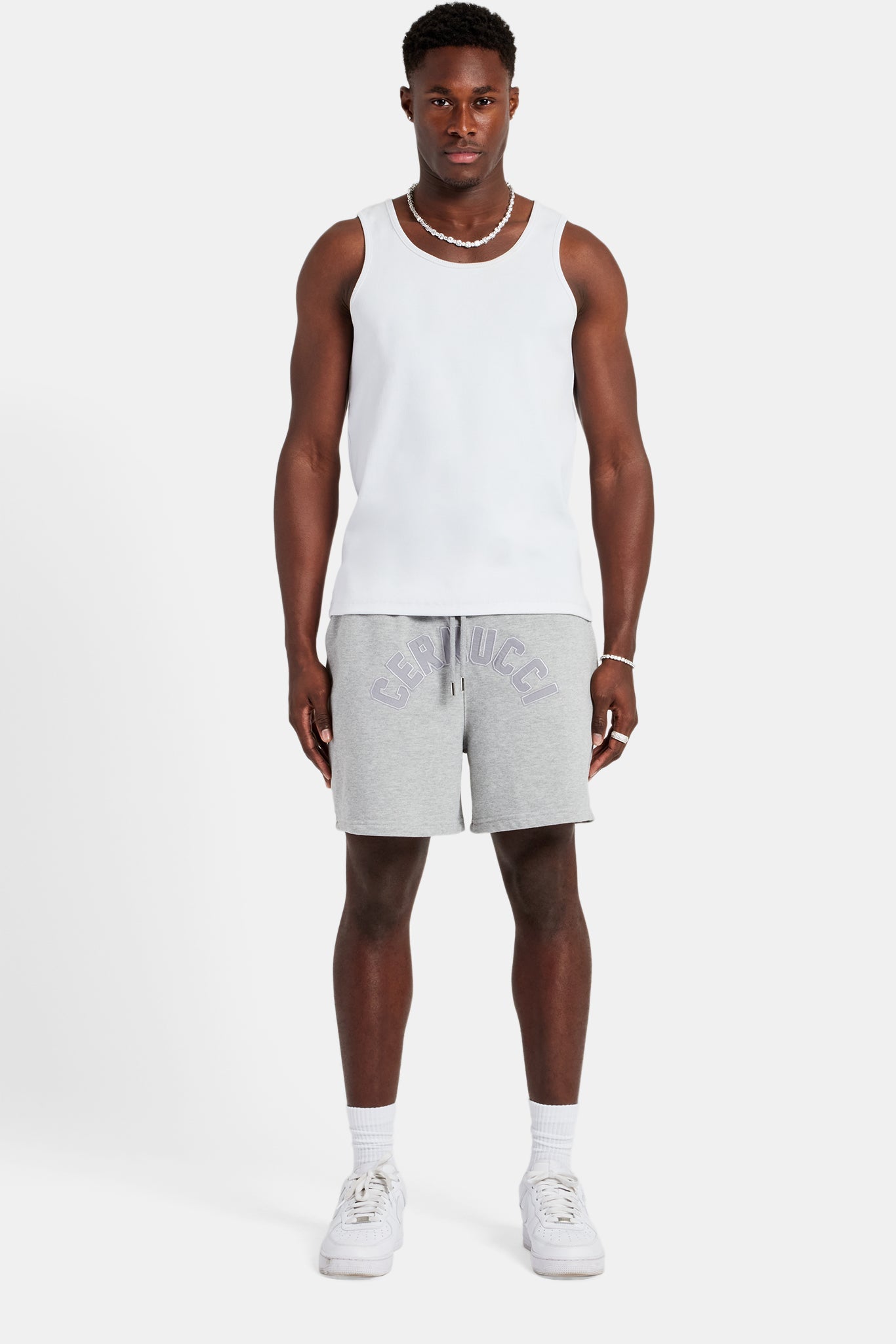AmalfiGold Embroidered Shorts - Ash Grey