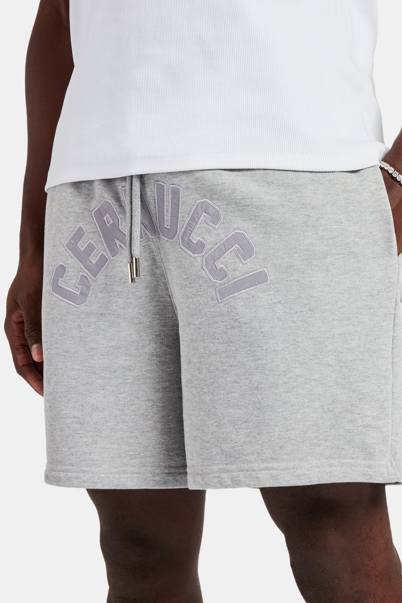 AmalfiGold Embroidered Shorts - Ash Grey