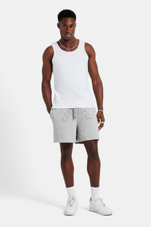 AmalfiGold Embroidered Shorts - Ash Grey