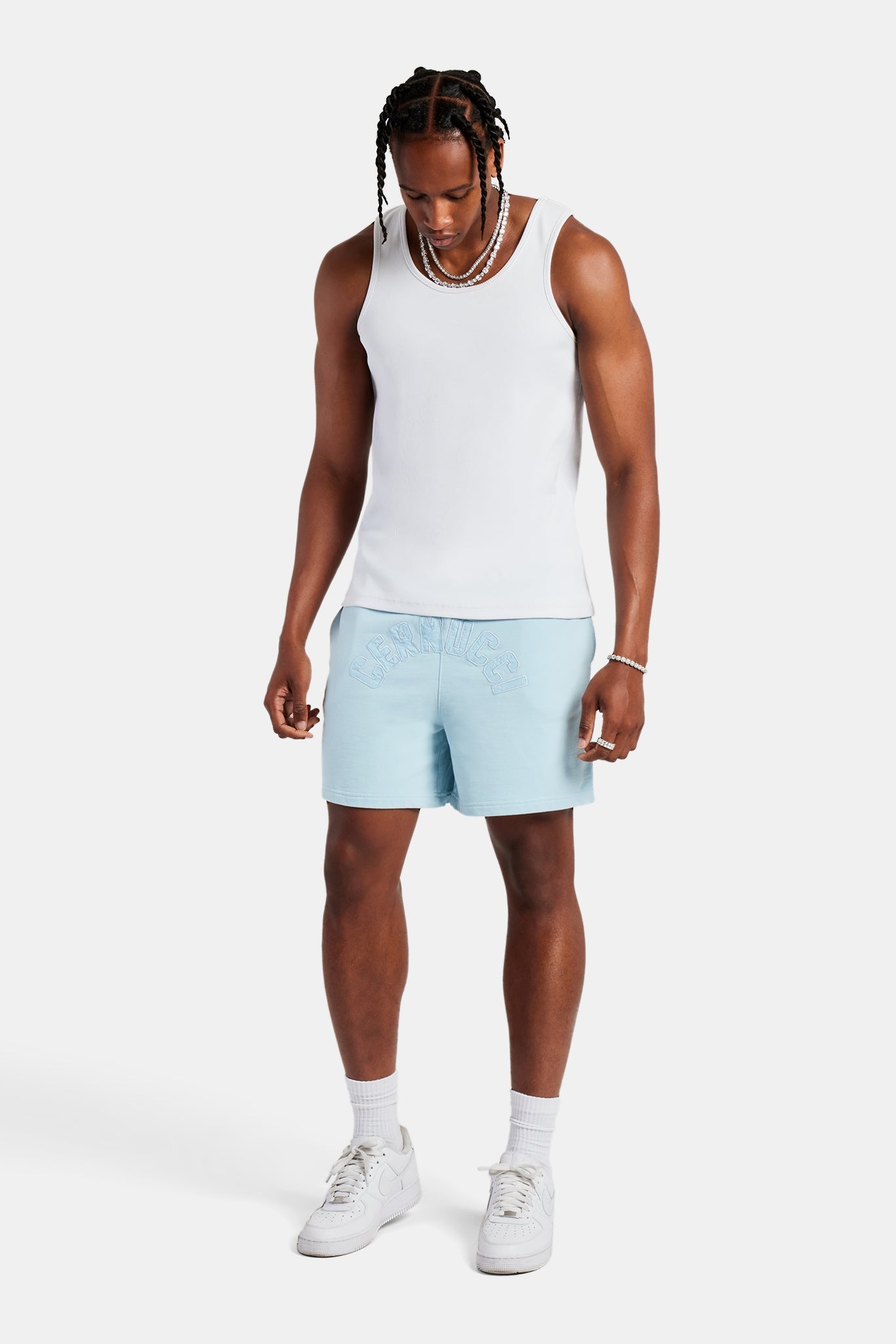 AmalfiGold Embroidered Shorts - Baby Blue