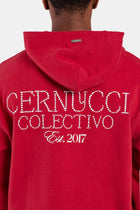 AmalfiGold Pearl Embellished Hoodie - Red