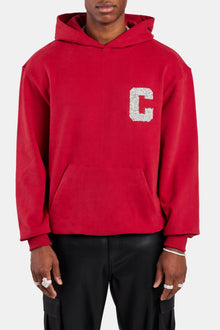 AmalfiGold Pearl Embellished Hoodie - Red