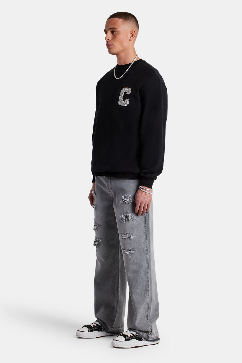 Embellished C Sweatshirt - Black