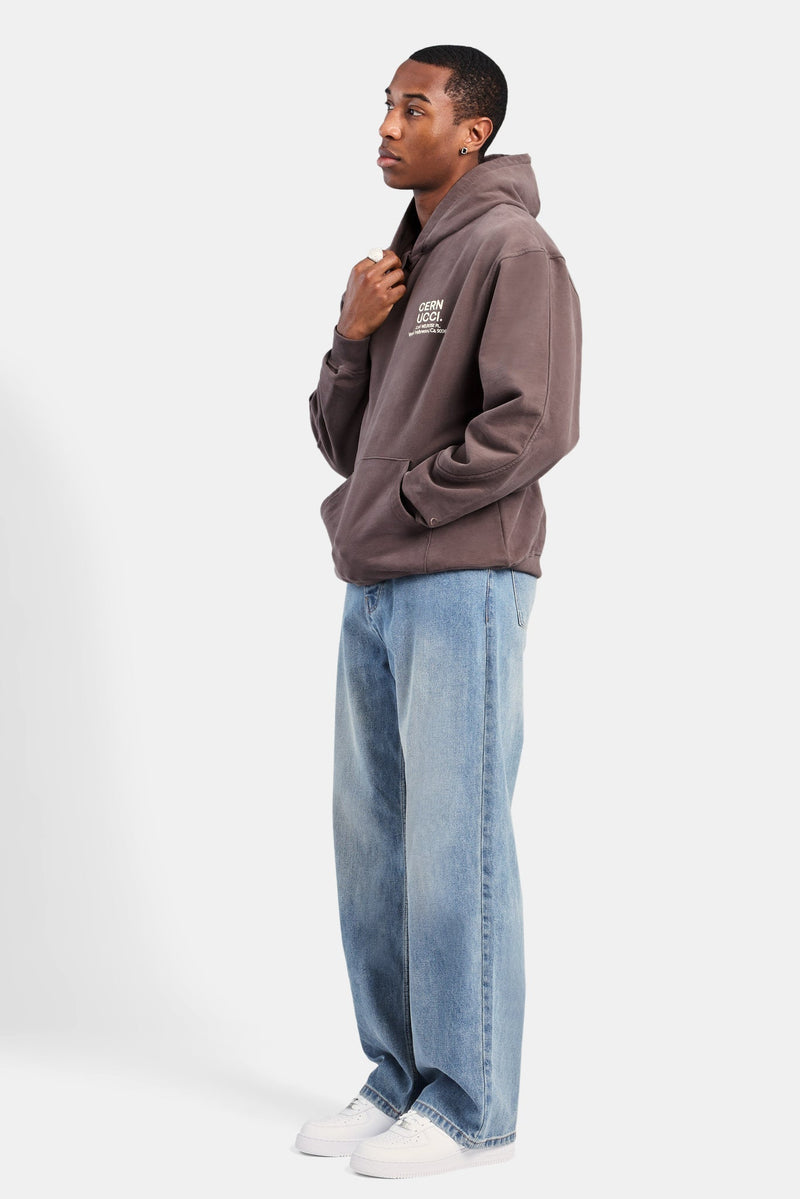 Oversized AmalfiGold Text Hoodie - Chocolate