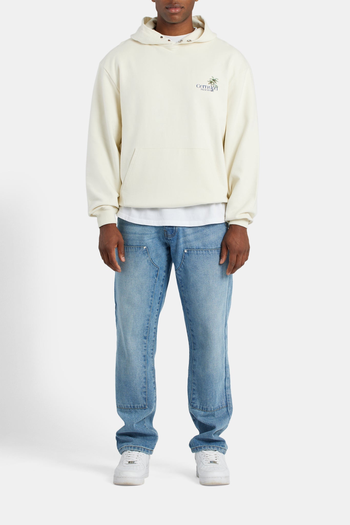 AmalfiGold Palm House Graphic Hoodie - Ecru