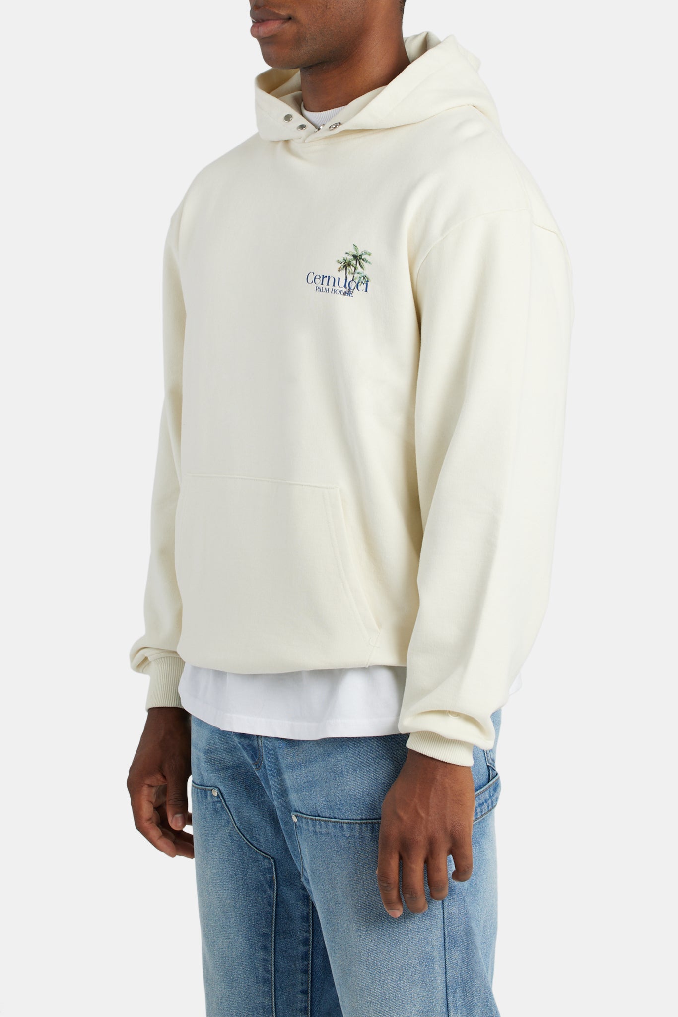 AmalfiGold Palm House Graphic Hoodie - Ecru
