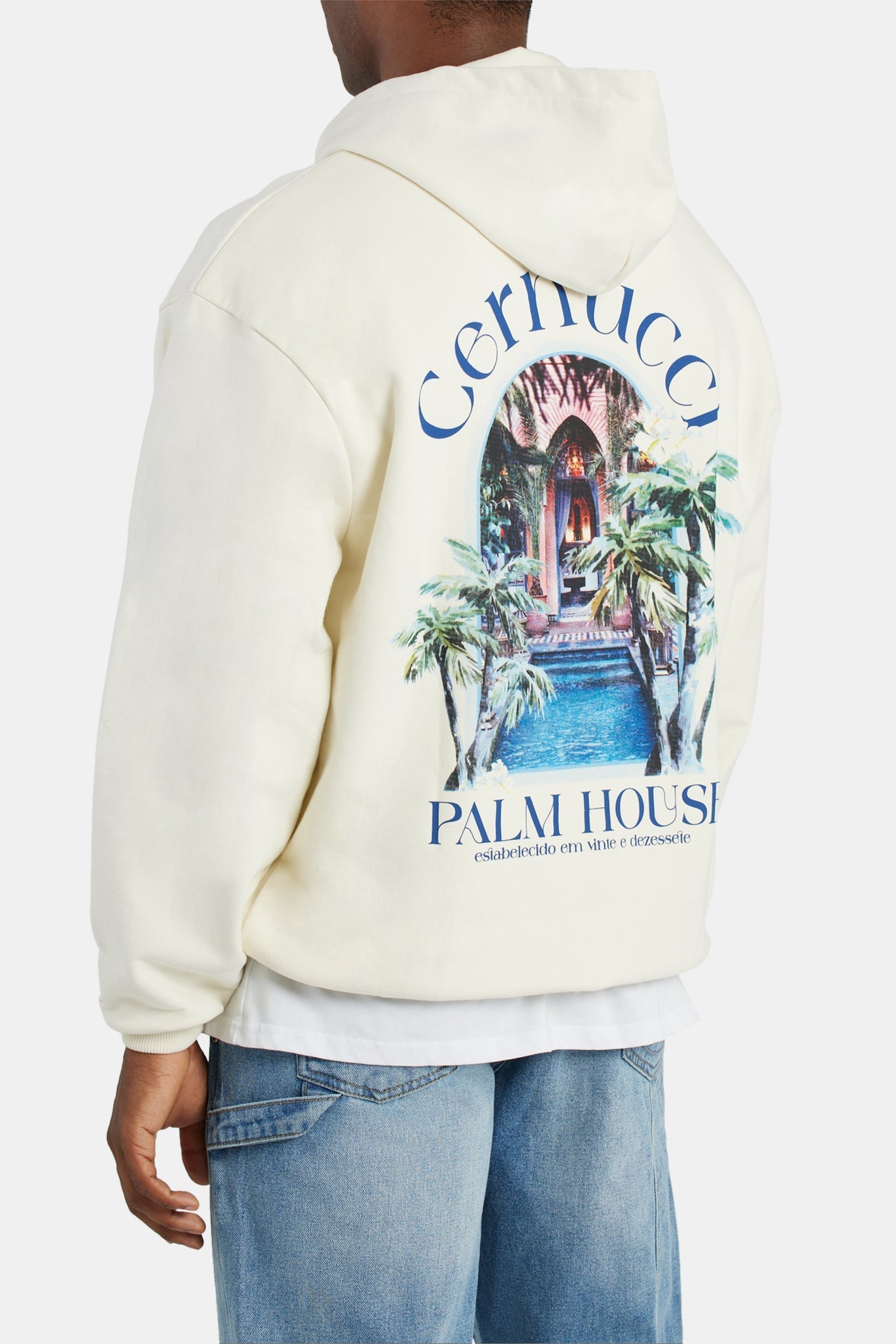 AmalfiGold Palm House Graphic Hoodie - Ecru