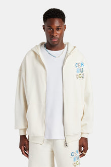 AmalfiGold Letter Rhinestone Zip Through Hoodie - Off White