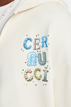 AmalfiGold Letter Rhinestone Zip Through Hoodie & Short Set - Off White