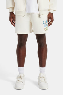 AmalfiGold Relaxed Letter Rhinestone Shorts - Off White