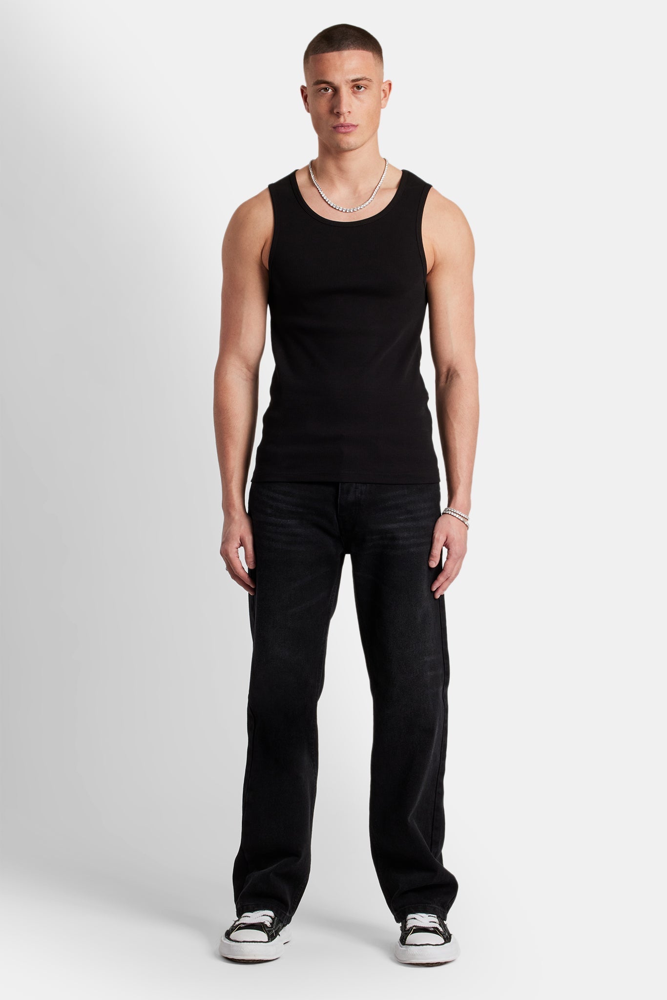 AmalfiGold Muscle Fit Ribbed Vest - Black