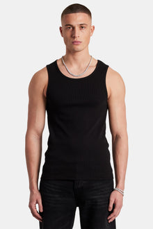 AmalfiGold Muscle Fit Ribbed Vest - Black