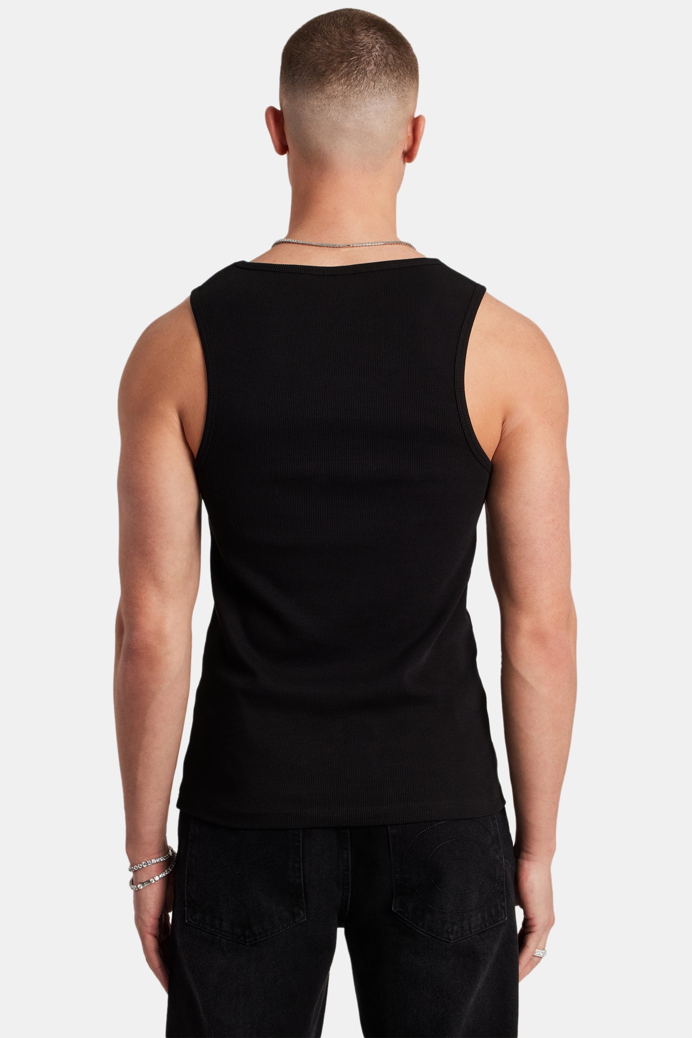 AmalfiGold Muscle Fit Ribbed Vest - Black
