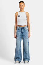Ribbed Applique Vest - White