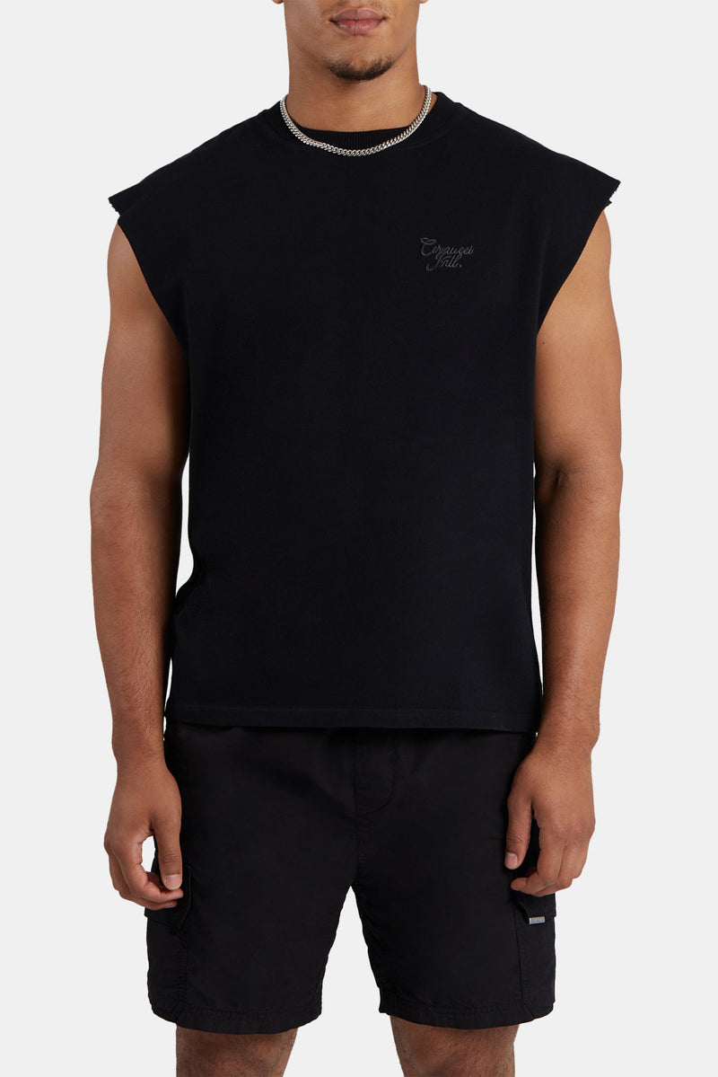 AmalfiGold International Embroidered Oversized Tank - Black