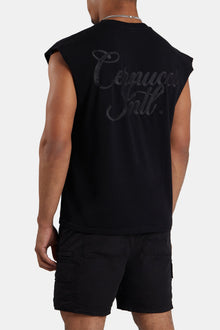 AmalfiGold International Embroidered Oversized Tank - Black