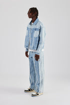 Two Tone Distressed Denim Jacket & Jean - Light Blue