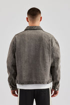 Washed Denim Harrington Jacket - Washed Grey