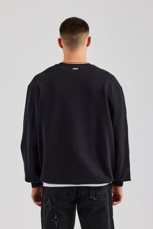 AmalfiGold Embroidered Oversized Sweatshirt - Black