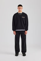 AmalfiGold Embroidered Oversized Sweatshirt - Black