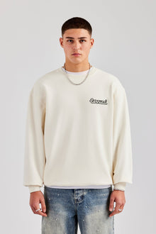 AmalfiGold Embroidered Oversized Sweatshirt - Off White