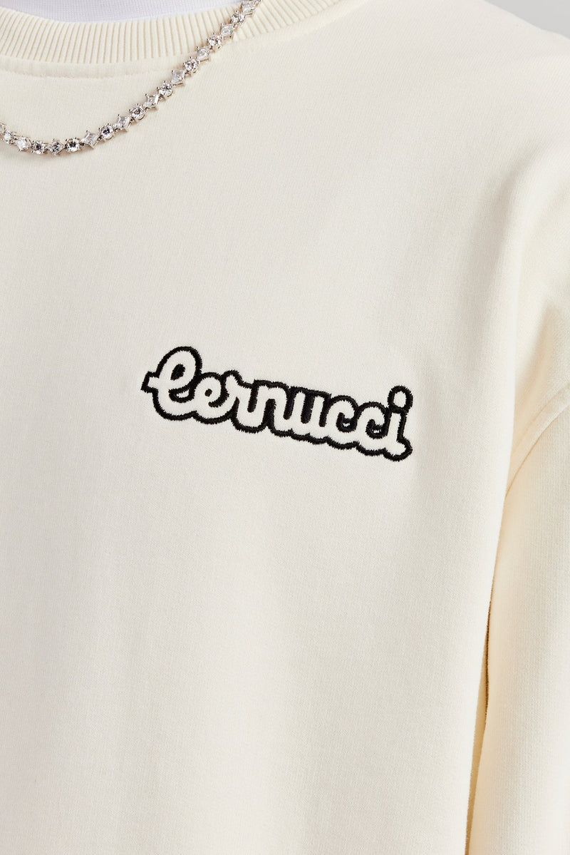 AmalfiGold Embroidered Oversized Sweatshirt - Off White