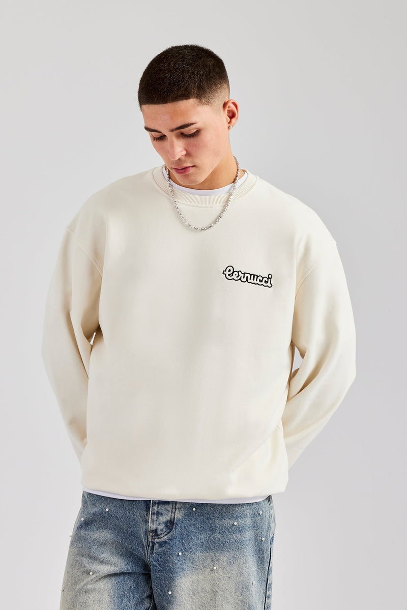 AmalfiGold Embroidered Oversized Sweatshirt - Off White