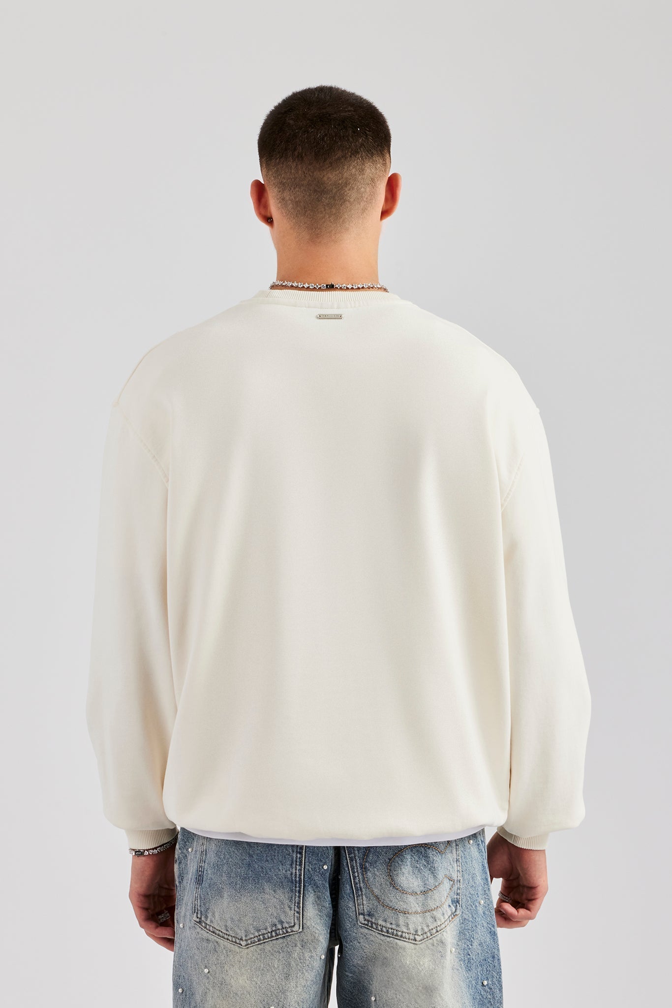 AmalfiGold Embroidered Oversized Sweatshirt - Off White