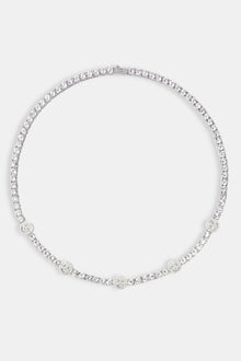 Iced Happy Face Tennis Chain - White 5mm