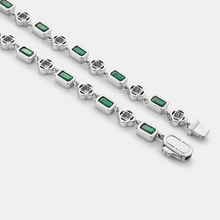 Green Gemstone Clover Necklace (Silver)
