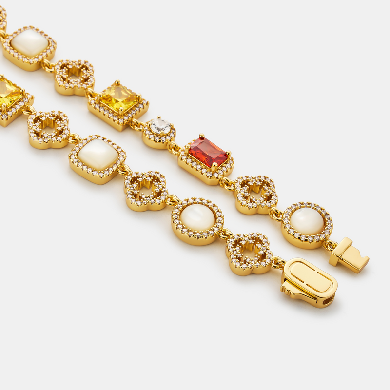 Iced Gemstone Necklace (Gold)