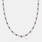 Red Gemstone Clover Necklace (Silver)