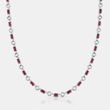 Red Gemstone Clover Necklace (Silver)
