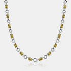 Yellow Gemstone Clover Necklace (Silver)