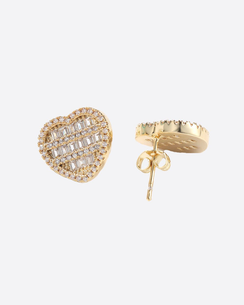 BAGUETTE HEART EARRINGS. - 14K GOLD