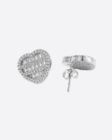 BAGUETTE HEART EARRINGS. - WHITE GOLD