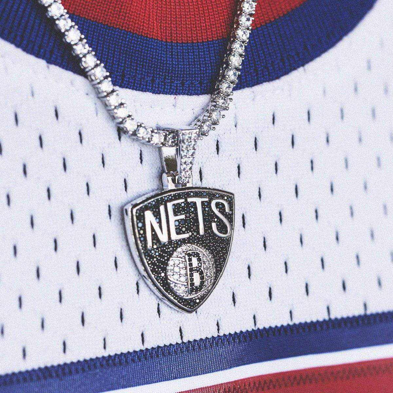 Brooklyn Nets Pendant in White Gold - The GLD Shop